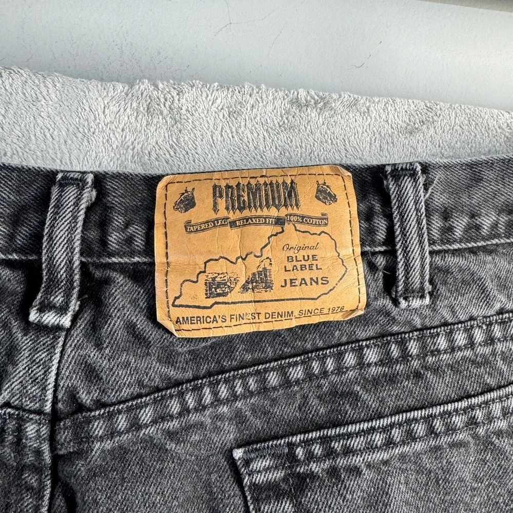 Vintage Premium Blue Label Jeans Mens 40x30 Black Relaxed Tapered Made in USA